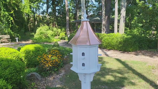 Birdhouse With Copper Roof Handmade, Octagon Shape, Extra Large With 8 Nesting Compartments, Weather Resistant Birdhouse Outdoor