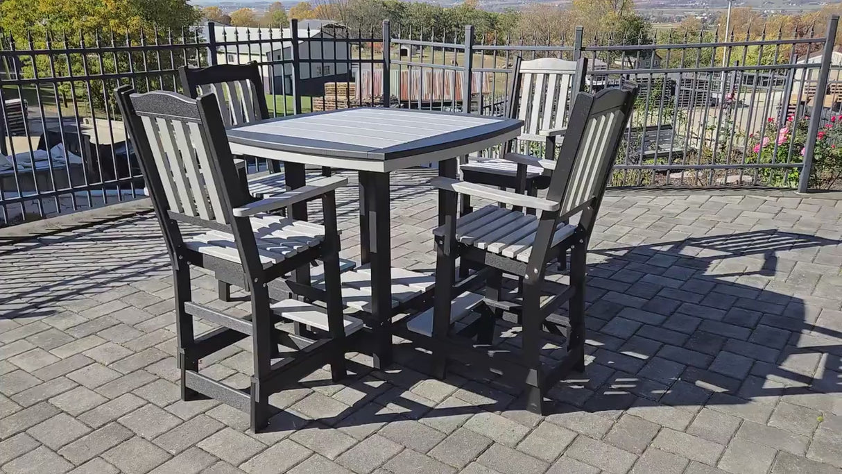 Amish Handmade Patio Set - 4 Footrest Chairs and Table - Adirondack - Pub Table - Outdoor Dining Table Set - Amish Chair Set - Furniture Set
