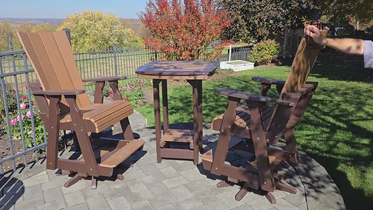 Amish Handmade Patio Set - 2 Swivel Chairs and Table - Adirondack - Pub Chairs - Outdoor Dining Table Set - Amish Chair Set - Furniture Set
