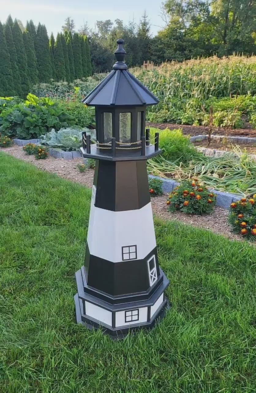 Tybee Island Solar Lighthouse - Amish Handmade - Landmark Replica - Lawn Lighthouse