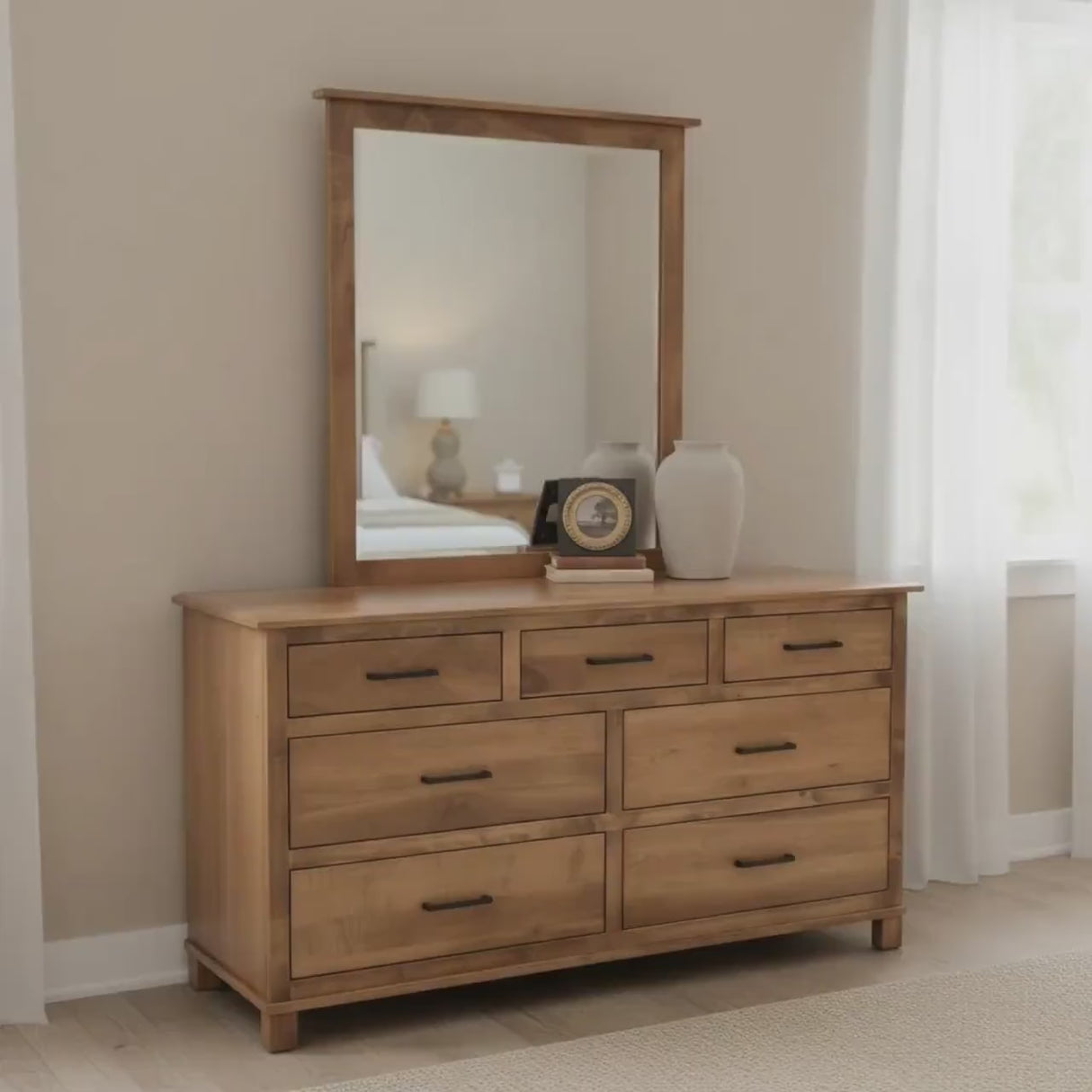 Amish Handmade Dresser With Mirror - Bedroom Set - Drawer Chest - Drawer Dresser - Queen Bed Set - Nightstand - Mirror - Case Goods
