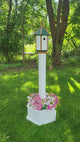 Birdhouse + Post & Planter Kit - White - Planter/Post Set- Amish Handmade - Bird Lovers - Flowers - Outdoor Décor