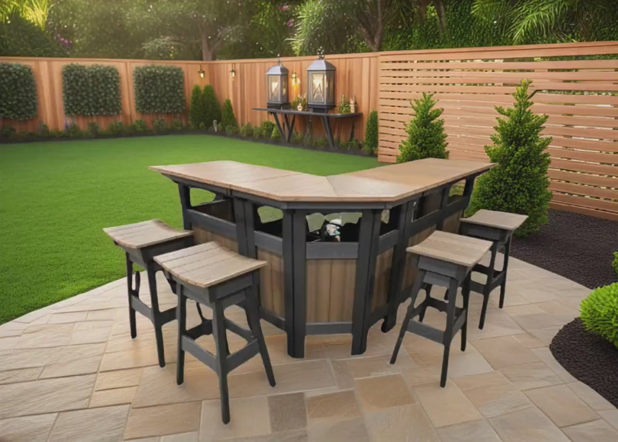 Amish Handmade Bar - Barstool Set - Poly - Swivel - Pub Chairs - Outdoor Furniture - Table Set - Dining Table - Outdoors - Backyard - Patio