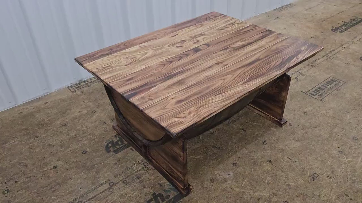 Whiskey Barrel Coffee Table - Amish Handmade - Table with Storage - Furniture - Lift Top Table - Barrel - Wine Barrel Whiskey Odor - Rustic