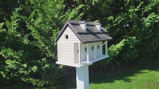 Purple Martin - White - Bird House - Amish Handmade Primitive Design- 6 Nesting Compartments -  Birdhouse outdoor