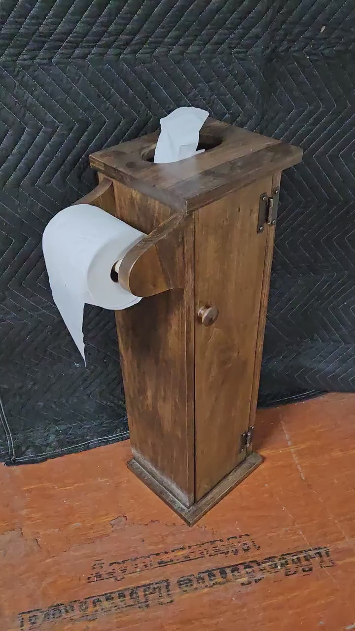 Toilet Paper Stand - Amish Handmade - Toilet Storage - Wooden Cabinet - Roll Holder - Bathroom -  Free Standing - Tissue Paper Holder- Decor