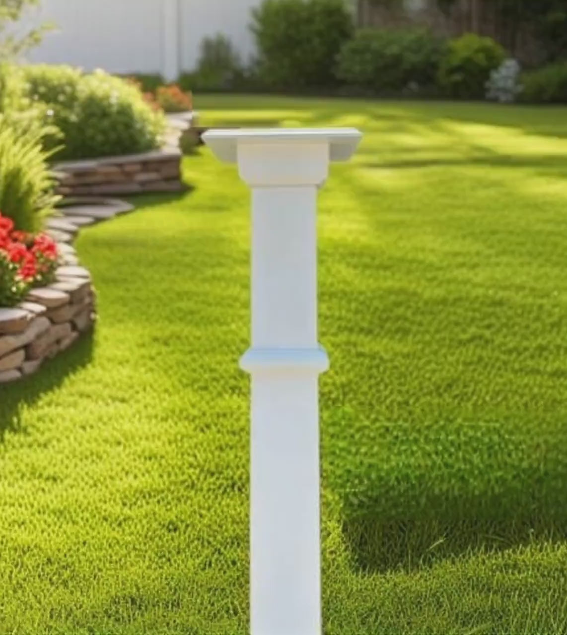 Flat Mount Post For Birdhouse, Bird Feeder, and Lamps, Choose Size, White Post, Sturdy Easy Mount Weather Resistant Decorative Adapter