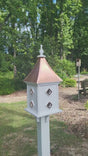 Copper Roof Bird House Handmade, Large With 8 Nesting Compartments, Weather Resistant Birdhouse