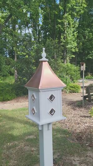 Copper Roof Bird House Handmade, Large With 8 Nesting Compartments, Weather Resistant Birdhouse