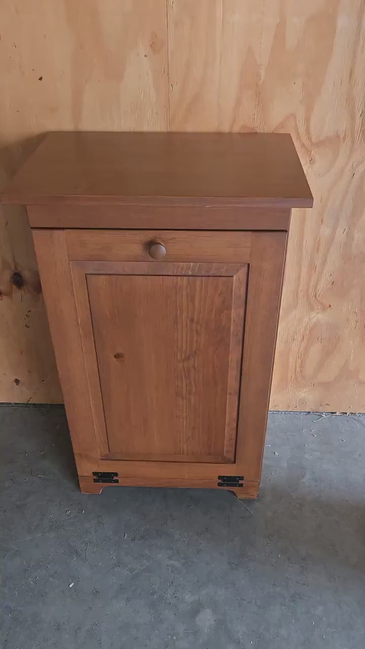 Amish Handmade Pine Tilt-Out Trash Bin: Farmhouse Kitchen Cabinet