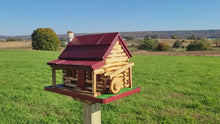 <video controls muted>Load and play video in Gallery viewer, Log Cabin Bird Feeder, Amish Handmade, Waterwheel Decoration, Stone Chimney </video>