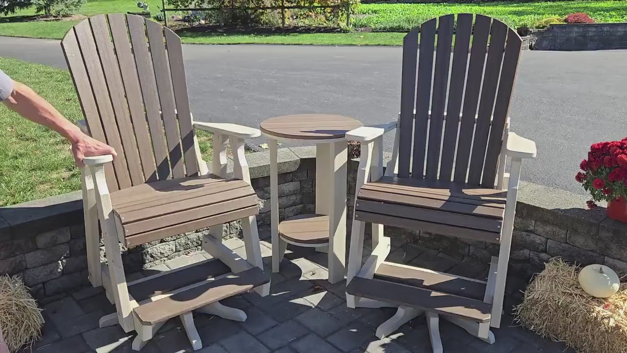 Amish Handmade Patio Set - 2 Swivel Chairs and Table - Adirondack - Pub Table - Outdoor Dining Table Set - Amish Chair Set - Furniture Set