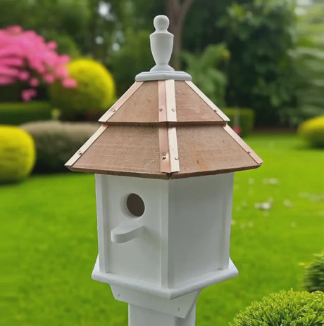 Amish Handmade Cedar Birdhouse – Small Decorative Outdoor Bird House with 2–8 Holes – Maintenance-Free Gift for Bird Lovers - Poly - Outdoor