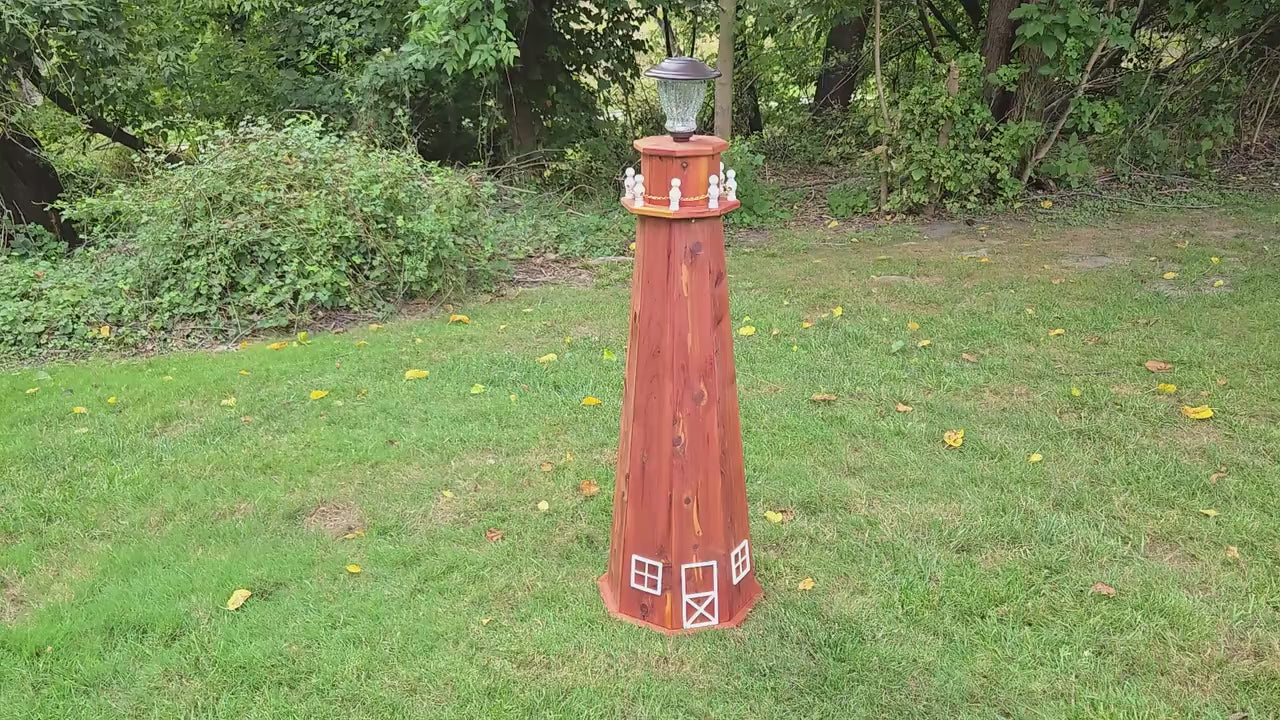 Backyard Solar Lighthouse - Solar Powered - Amish Handmade - Wooden - Solar Garden Lights - Lawn Ornament - Decorative - Outdoors - Rustic