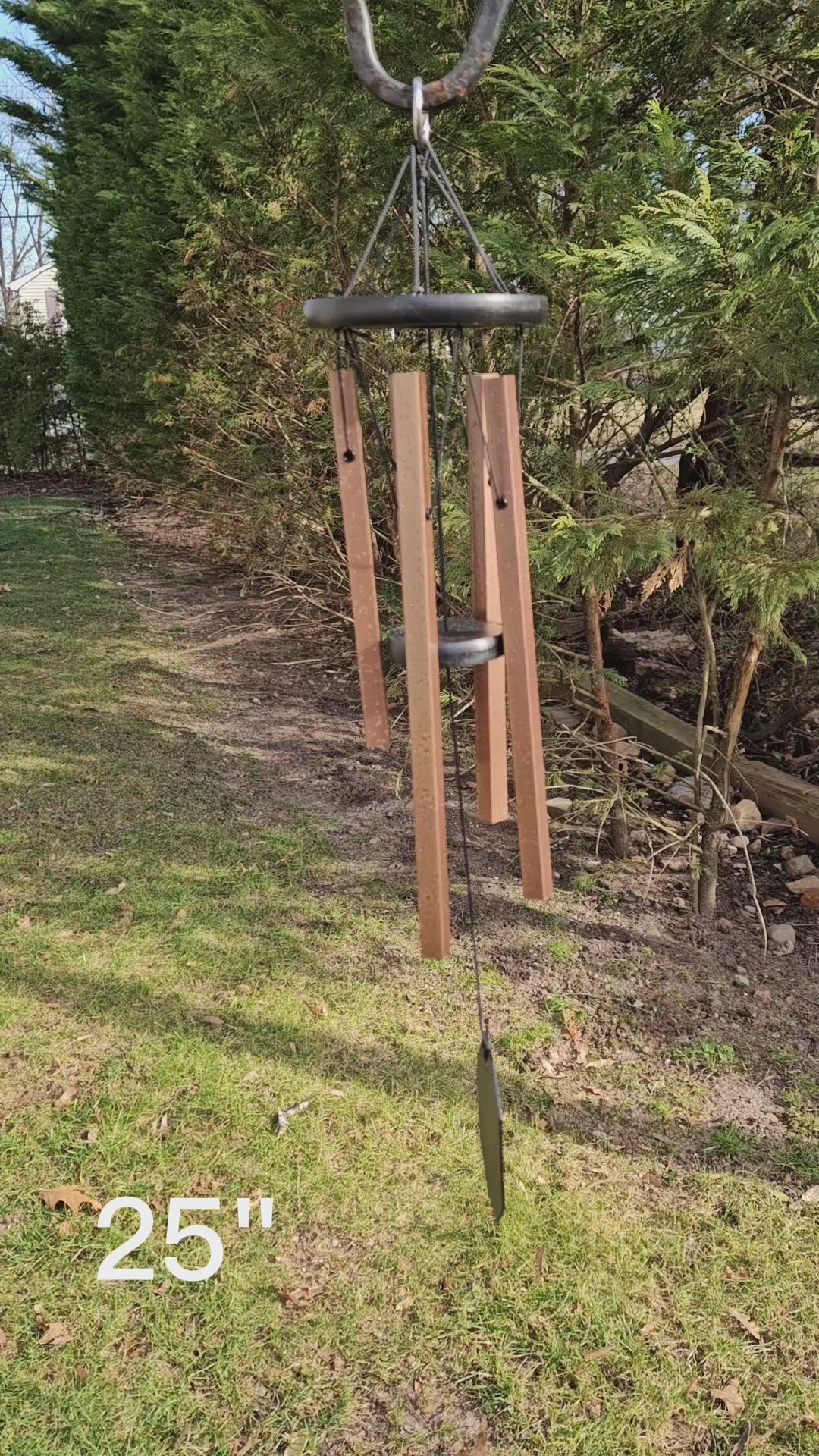 Square Wind Chimes Amish Handmade - 25" - Aluminum Tubes - Gift - Copper Coating - Deep Tone - Outdoor Decor - Wind Bells - Meditation - Nature