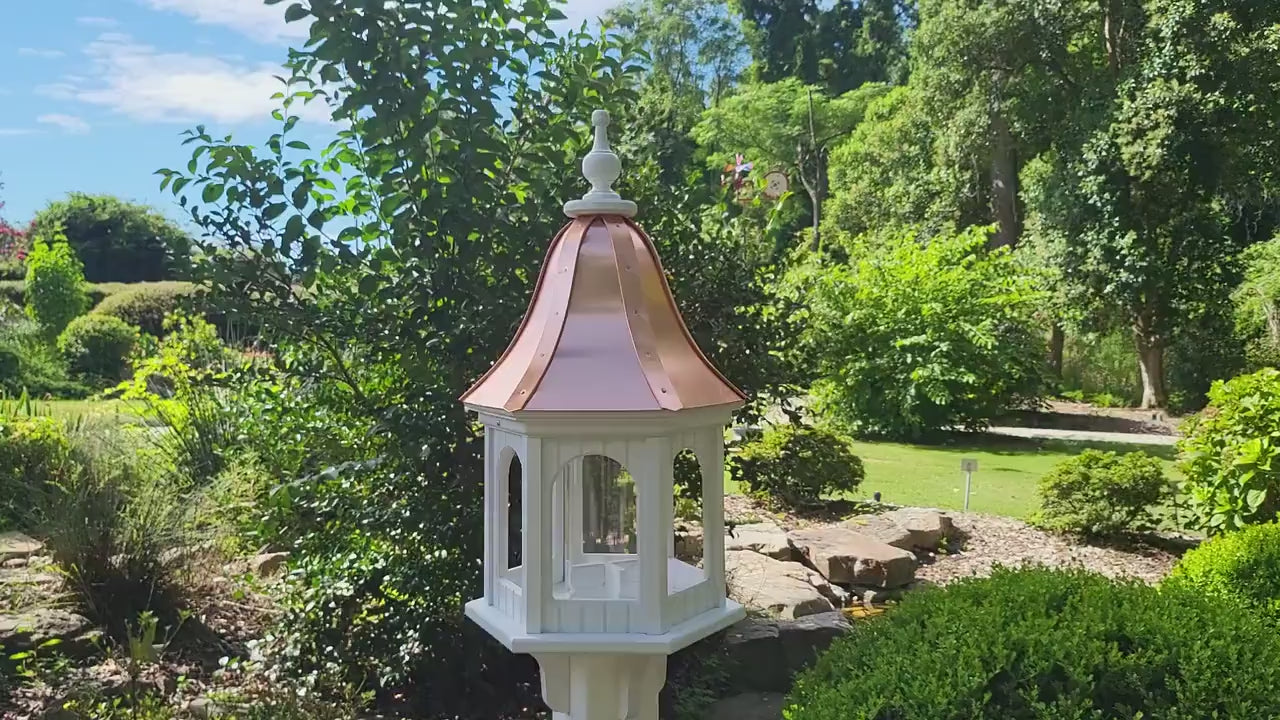 Copper Roof Bird Feeder Large, 6 Sided, Bell Shaped Roof, Premium Feeding Tube