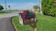 Dutch Amish Mailbox Handmade Wooden, Choose Your Color, Amish Made Mailbox With Red Flag and Black Roof