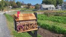 <video controls muted>Load and play video in Gallery viewer, Mailbox + Post Set, Old Stone Waterwheel Mailbox, Amish Made, With Custom Painted Post. Red Stones Mailbox With USPS Approved Metal Insert. </video>