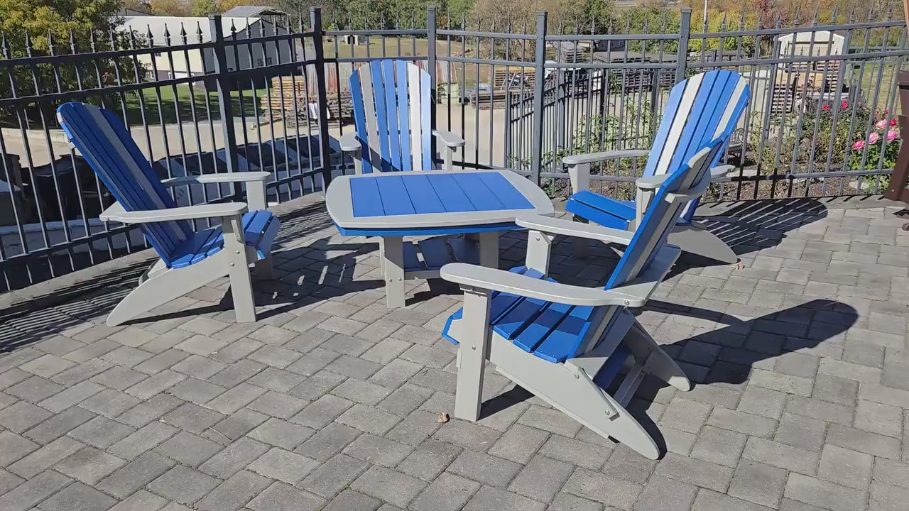 Amish Handmade Patio Set - 4 Footrest Chairs and Table - Adirondack - Pub Table - Outdoor Dining Table Set - Amish Chair Set - Furniture Set