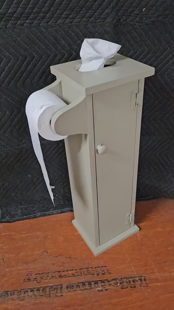 Toilet Roll Dispenser - Amish Handmade - Toilet Storage - Wooden Cabinet - Roll Holder - Bathroom -  Free Standing - Tissue Paper Holder