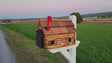 Log Cabin Amish Mailbox Handmade Wooden With Cedar Shake Roof and Metal Box Insert