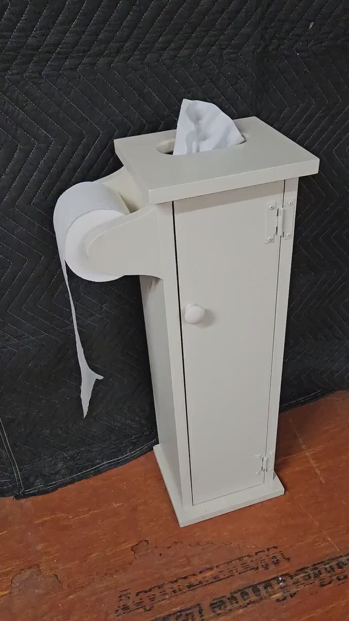 Toilet Roll Dispenser - Amish Handmade - Toilet Storage - Wooden Cabinet - Roll Holder - Bathroom -  Free Standing - Tissue Paper Holder