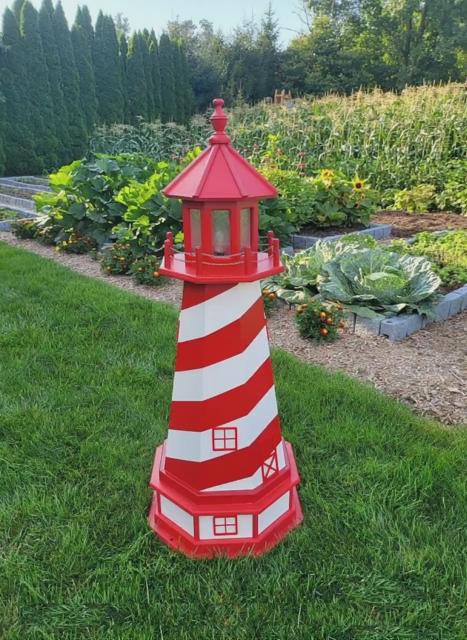 White Shoal Solar Lighthouse - Amish Handmade - Landmark Replica - Lawn Lighthouse