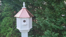 <video controls muted>Load and play video in Gallery viewer, 2 Nesting Compartments Amish Handmade Copper Roof Birdhouse With Individual Perches, Duplex 2 Holes Bluebird Songbird Bird House </video>