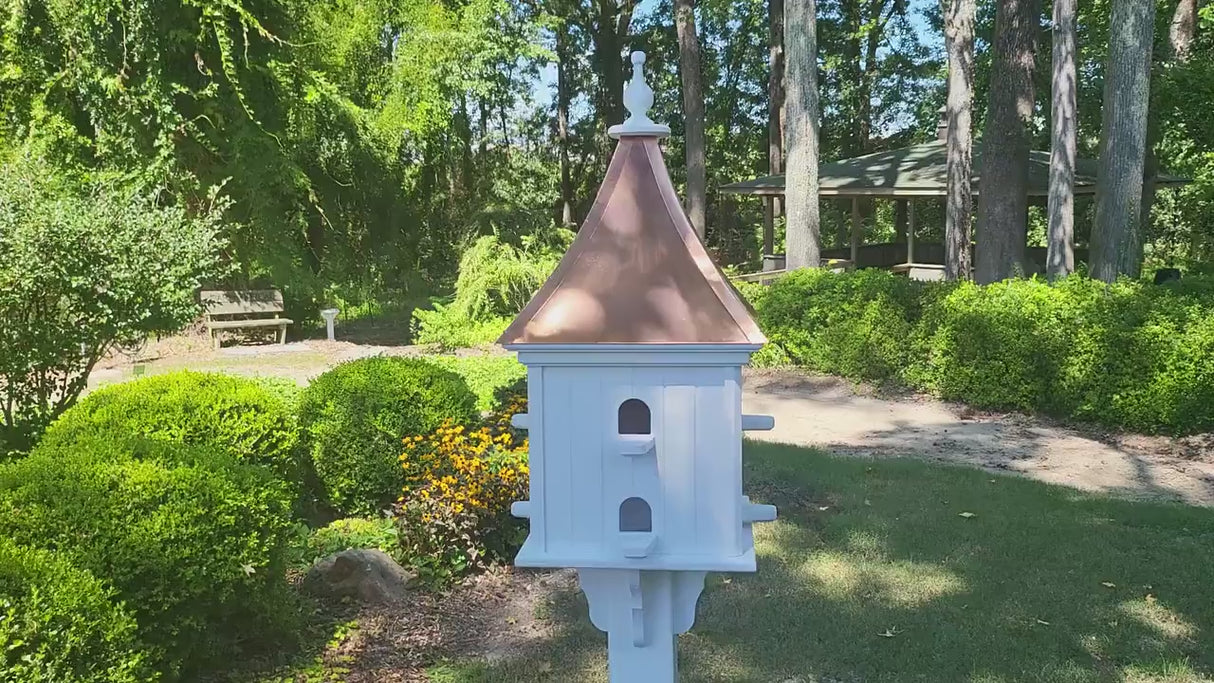 Copper Roof Bird House Handmade, Free Shipping, Extra Large With 8 Nesting Compartments, Weather Resistant Birdhouses Outdoor