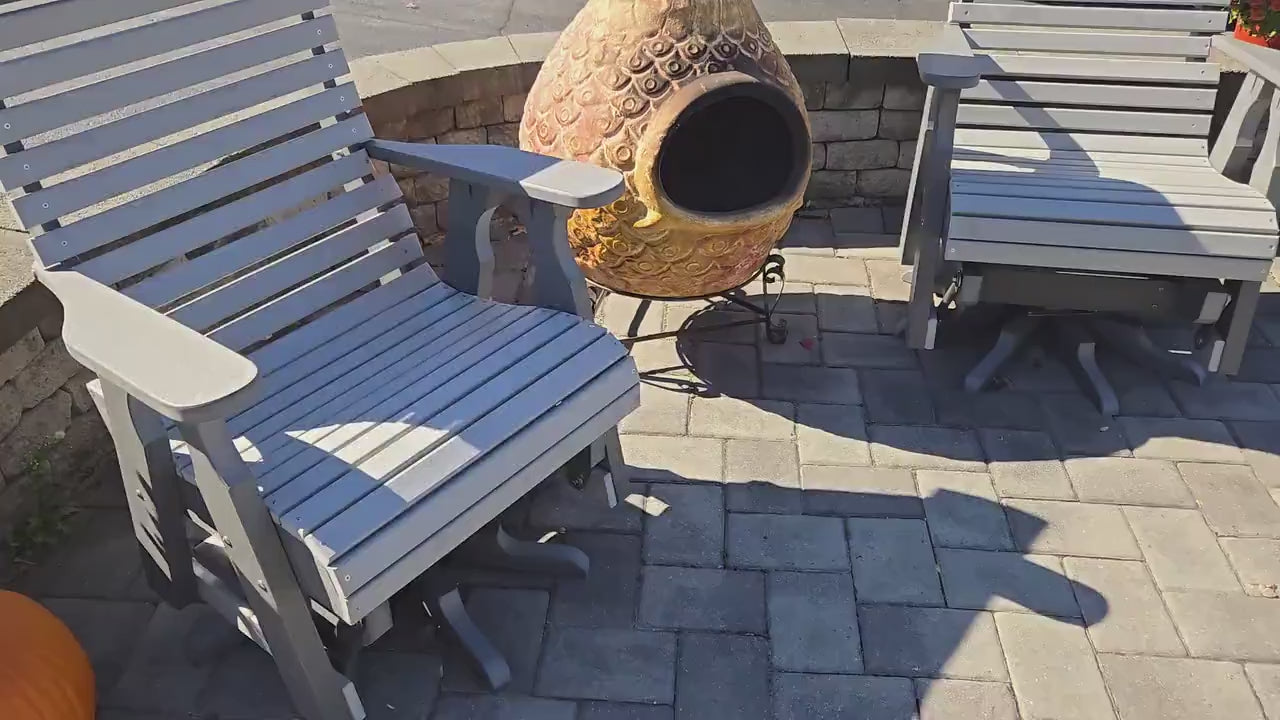 Amish Handmade 2 Patio Glider Chairs  - Adirondack - Outdoor Chair Set - Weather-Resistant - Outdoor Furniture Set - Rockers - Backyard