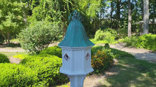 <video controls muted>Load and play video in Gallery viewer, Bell Patina Copper Roof Bird House With Curly Patina Copper Design, 4 Nesting Compartments, Extra Large Weather Resistant Birdhouse </video>