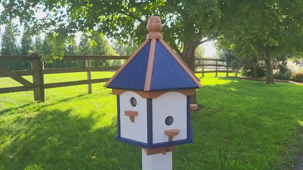 Birdhouse Amish Made X-Large Poly With 6 Nesting Compartments, Weather Resistant Birdhouse Outdoor