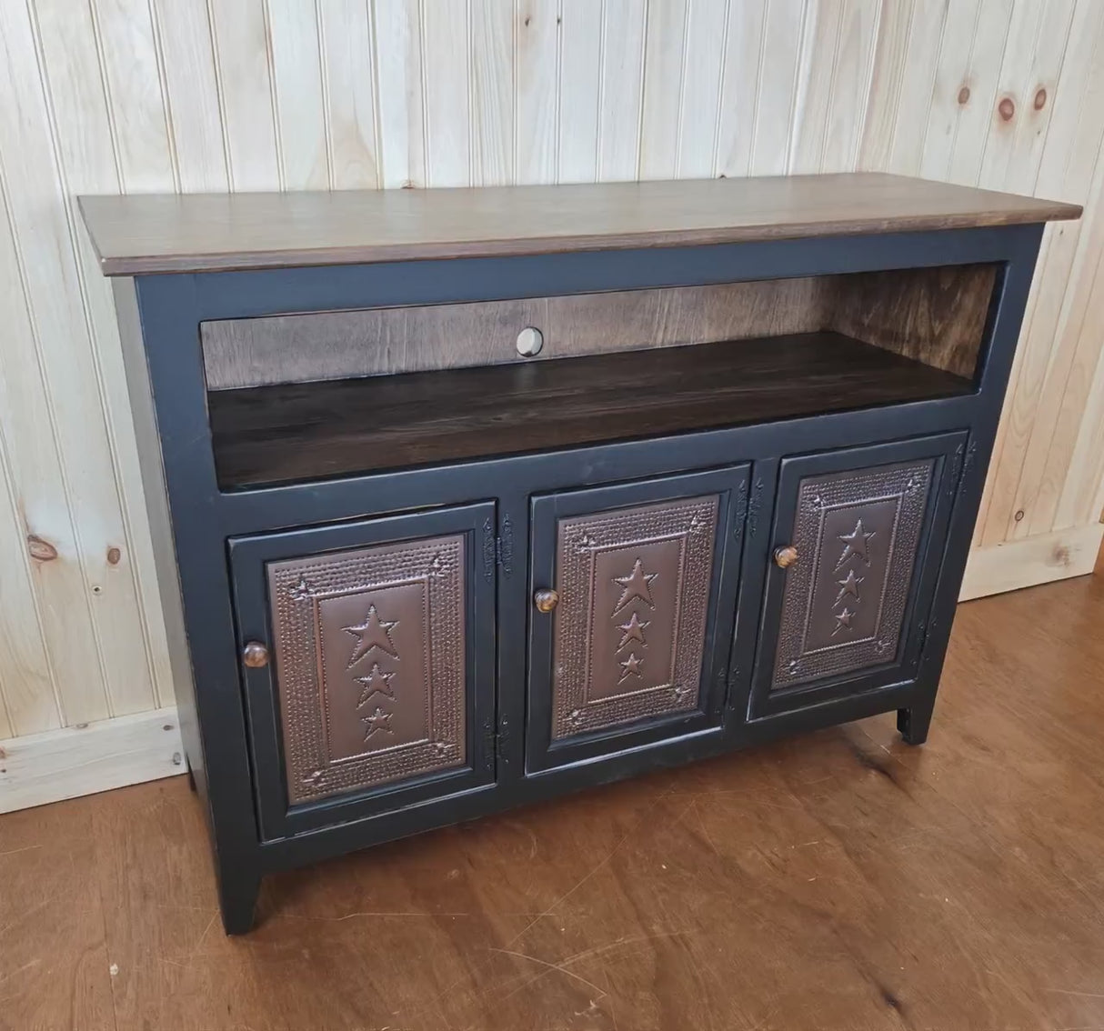 TV Stand - 3 Door Cabinet - Primitive - Storage - TV Cabinet - Amish Handmade - Multipurpose Cabinet - Rustic - Case Goods - Fully Assembled