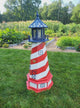 Patriotic Solar Lighthouse - Amish  Handmade - Landmark Replica - Garden Decor