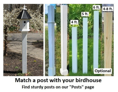 Bird House - 1 Nesting Compartment - Handmade - Wooden - Weather Resistant - Black Aluminum Roof - Birdhouse Outdoor - Post Not Included