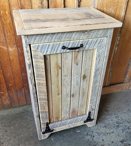 Wood Trash Bin, Tiltout Trash Can Cabinet Amish Handmade, Wood Storage Recycling Bin