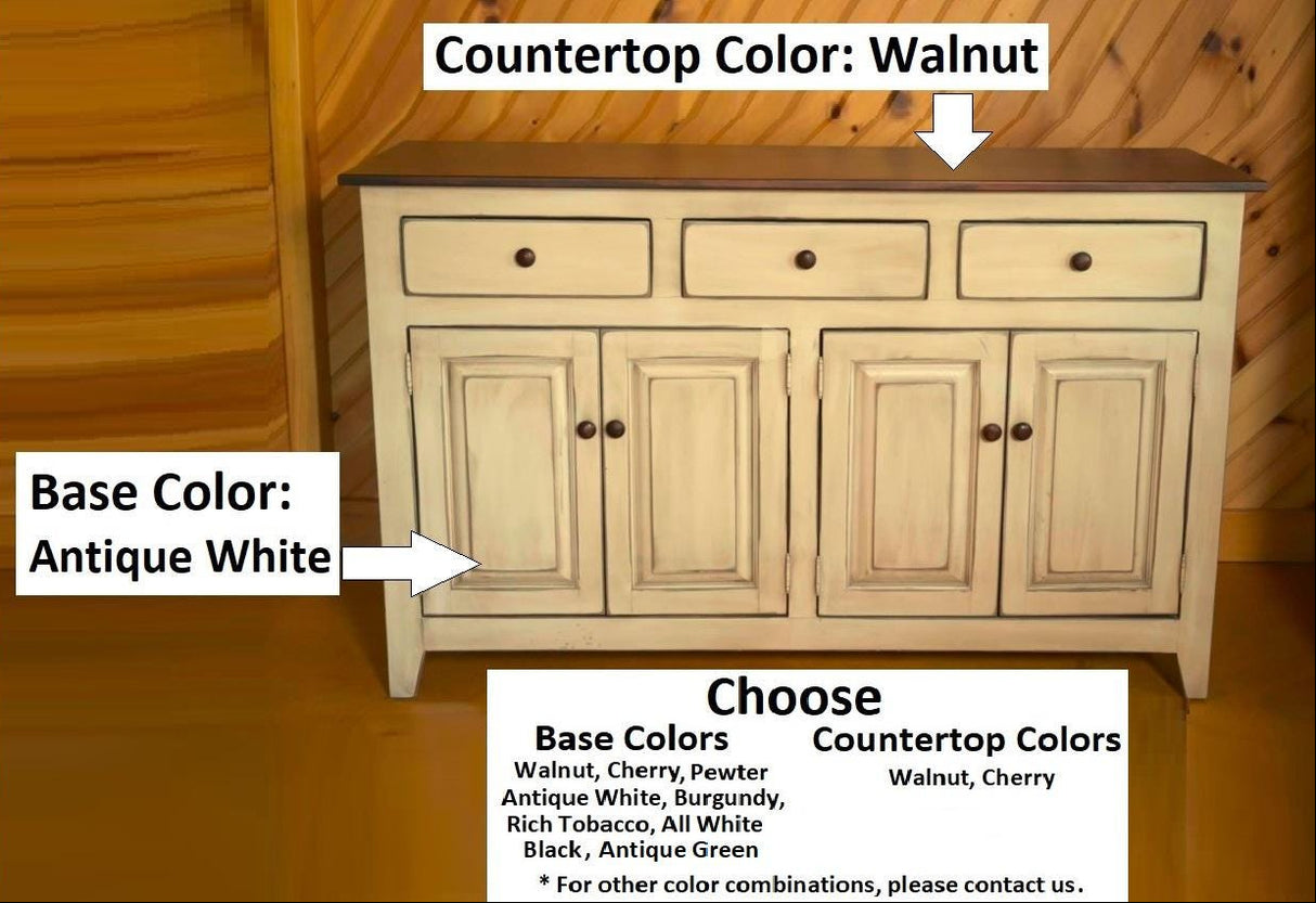 Amish Handmade Cabinet - 4 Door Multipurpose Hatch - Amish Furniture -Farmhouse - Primitive TV Stand - Storage - Rustic- Case Goods - Home