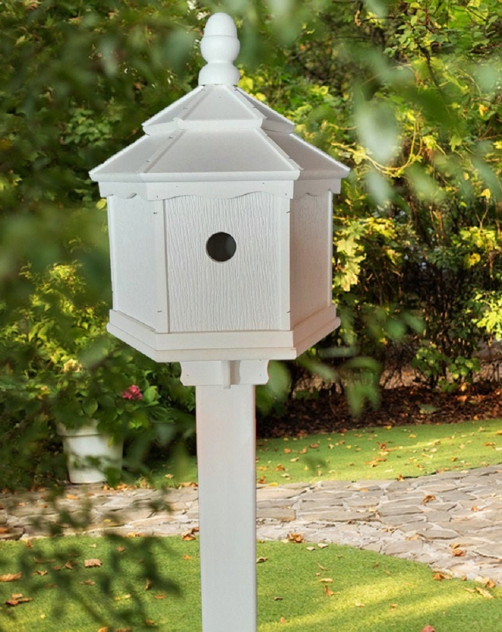 Birdhouse - 3 Nesting Compartments - Amish Handmade - All White - Weather Resistant - Made of Poly Lumber - Birdhouse Outdoor