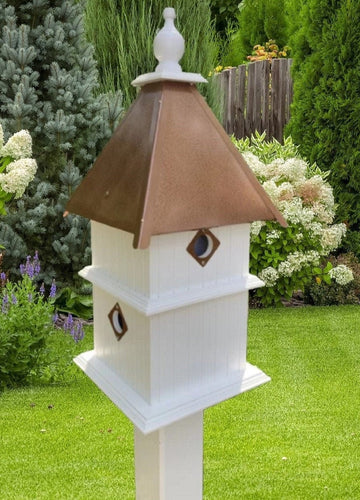 Bird House - 4 Nesting Compartments - 2 story - Handmade - Metal Predator Guards - Weather Resistant - Birdhouse Outdoor - Home & Living:Outdoor & Gardening:Feeders & Birdhouses:Birdhouses