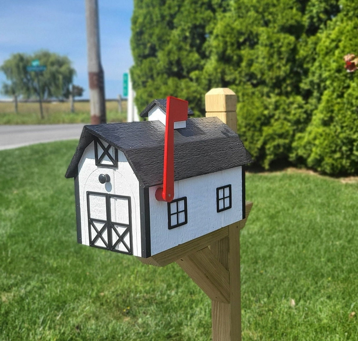 Dutch Barn Mailbox Amish Handmade, Choose Your Color, Wood Amish Mailb ...