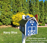 Barn Mailbox Amish Handmade, Dutch Barn Style, Choose Your Color, Wooden Amish Mailbox With Red Flag Black Roof - Dutch Barn