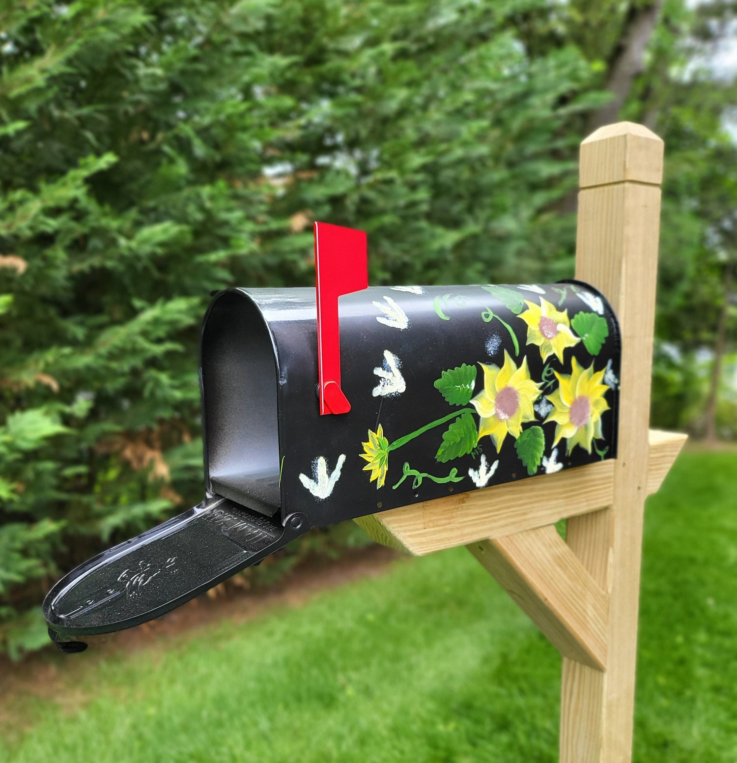 Hand Painted Mailbox With Flowers Amish Handmade - Painted Mailbox