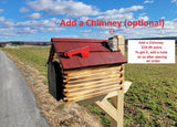 Log Cabin Amish Mailbox Handmade Wooden With Cedar Shake Roof and Metal Box Insert - Barn Mailboxes Wood