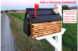 Amish Mailbox - Handmade - Log Cabin Style - Wooden - With Cedar Shake Roof and Metal Box Insert - Log Cabin + Metal Insert