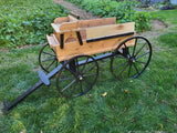 buckboard wagon, buggy wheels, primitive carriage, Amish handmade, Antique wood cart, rustic wooden cart, decorative, vintage, backyard décor