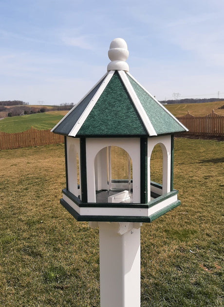 Bird Feeder - Large - Amish Handmade - Arch Design - Weather Resistant Poly Lumber - Premium Feeding Tube - Easy Mounting on 4&quot;x4&quot; Pole/Post - Home & Living:Outdoor & Gardening:Feeders & Birdhouses:Bird Feeders