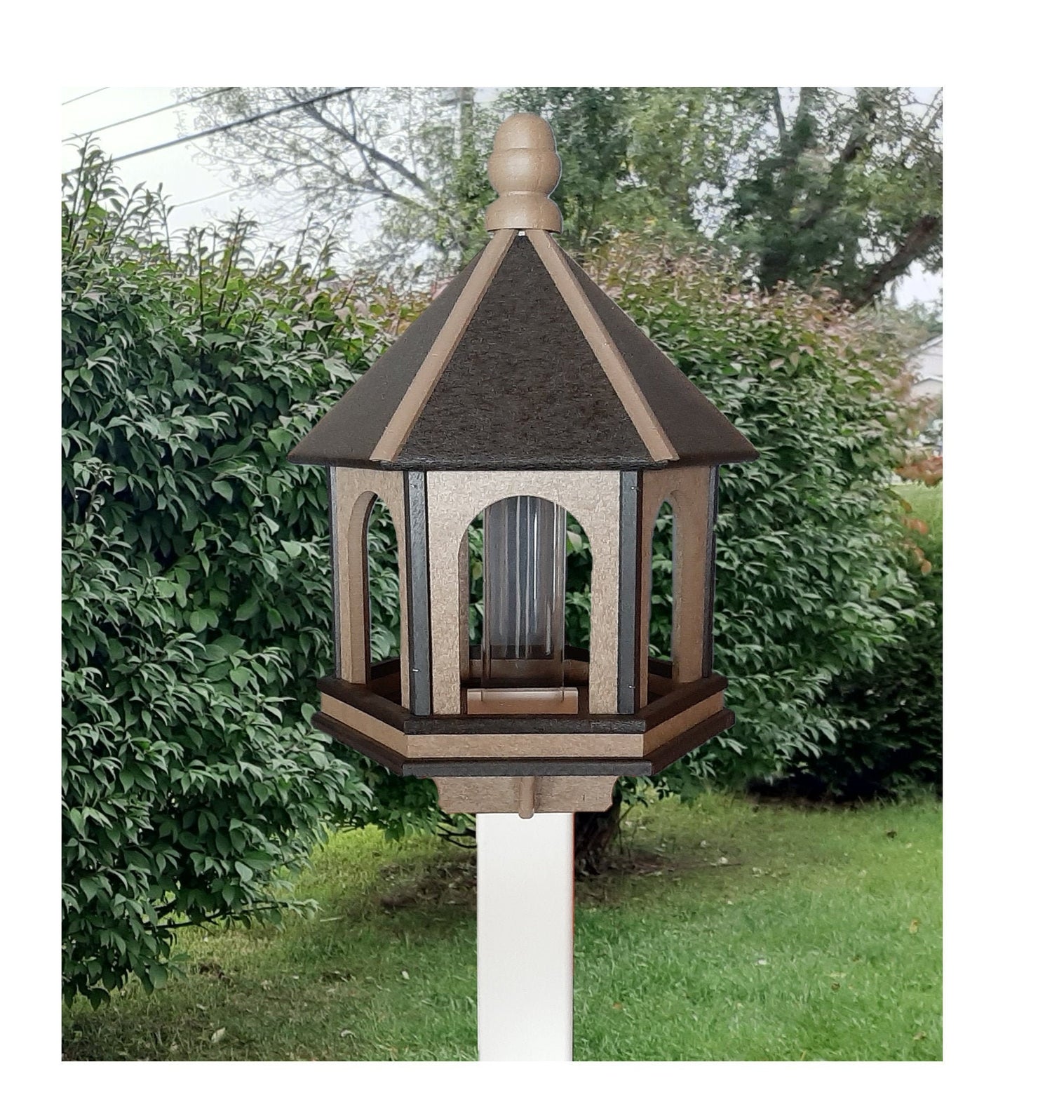 Bird Feeder - Large - Amish Handmade - Arch Design - Weather Resistant Poly Lumber - Premium Feeding Tube - Easy Mounting on 4&quot;x4&quot; Pole/Post - Home & Living:Outdoor & Gardening:Feeders & Birdhouses:Bird Feeders