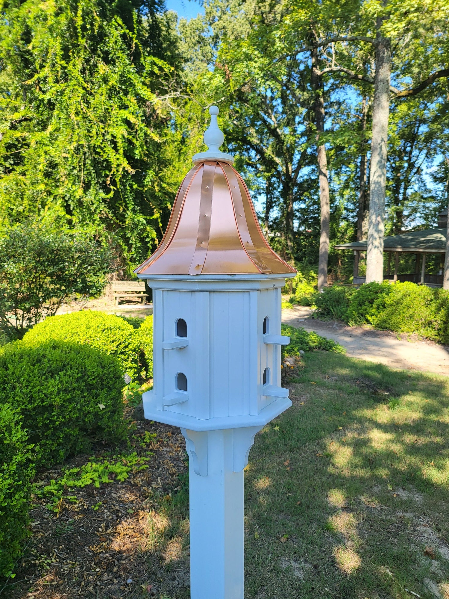 Weather resistant, bird lover, outdoors, garden décor, personalized gift, copper roof birdhouse, patina roof, Amish handcrafted products, decorative