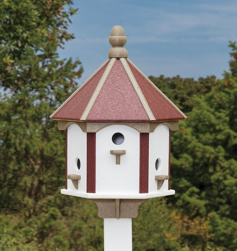 Bird House Gazebo Poly Amish Made With 6 Nesting Compartments X-Large Weather Resistant - Home & Living:Outdoor & Gardening:Feeders & Birdhouses:Birdhouses