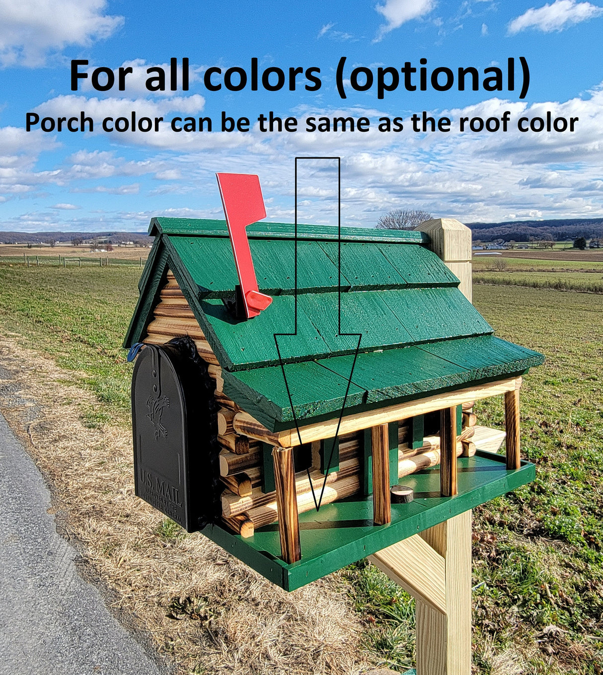 Wood Log Cabin Mailbox - Amish Handmade with Metal USPS Approved Mailbox - Multi Colors - Outdoor Decor - Log Cabin + Metal Insert